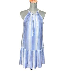 DREW Anthropologie Callisto Stripe Ruffle Mini Dress Blue White Size Medium